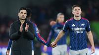 Kegagalan The Gunners meraih kemenangan di markas Brentford membuat tim asuhan Mikel Arteta itu kini hanya unggul empat poin di atas Man City yang berada di posisi kedua dalam klasemen Premier League. (AP Photo/Ian Walton)