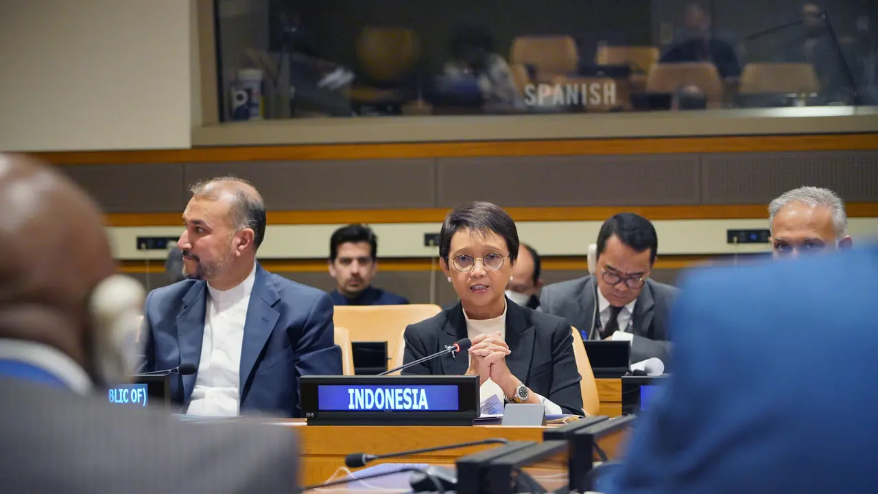 Menlu RI Retno Marsudi dalam Pertemuan Tingkat Menteri GNB di New York, (24/09/2022). ​(Dok: Kemlu RI)