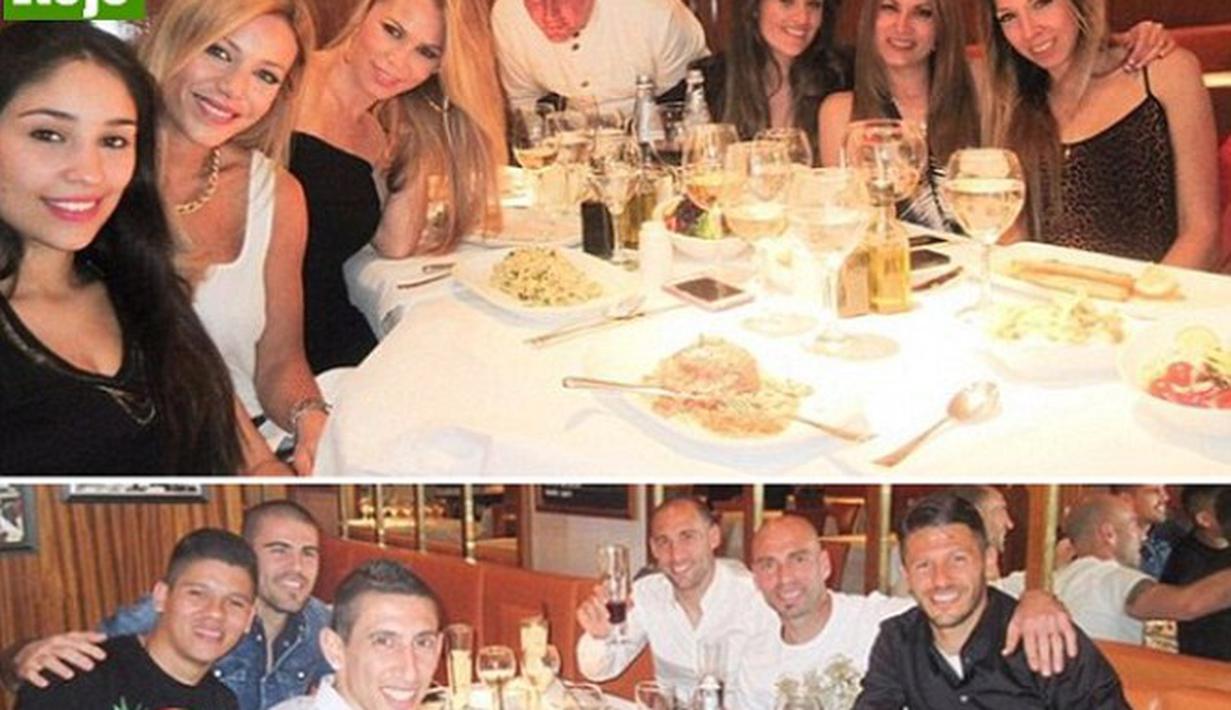 Kebersamaan para pemain Manchester City dan Manchester United usai laga derby (EA Monn)