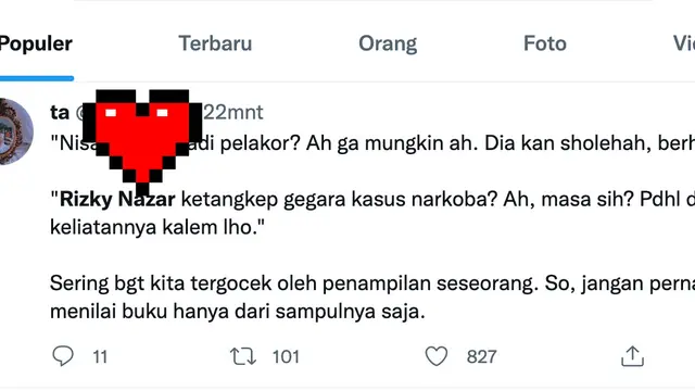 Unggahan seputar Rizky Nazar. (Foto: Dok. Twitter)