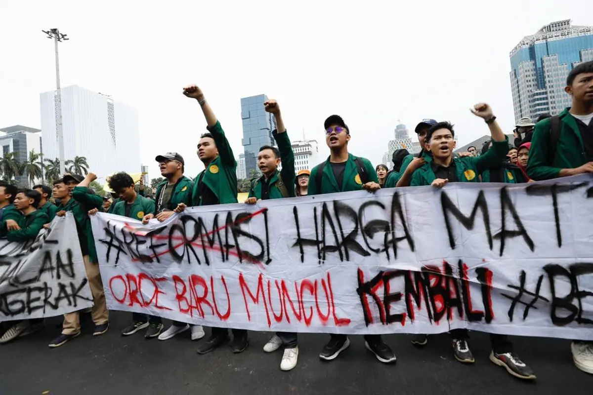 Aliansi Badan Eksekutif Mahasiswa Seluruh Indonesia (BEM SI) menggelar aksi besar-besaran di Patung Kuda Arjuna Wijaya, Jalan Medan Merdeka Barat, Gambir, Jakarta Pusat, DKI Jakarta pada Jumat (20/10/2023) (Istimewa)