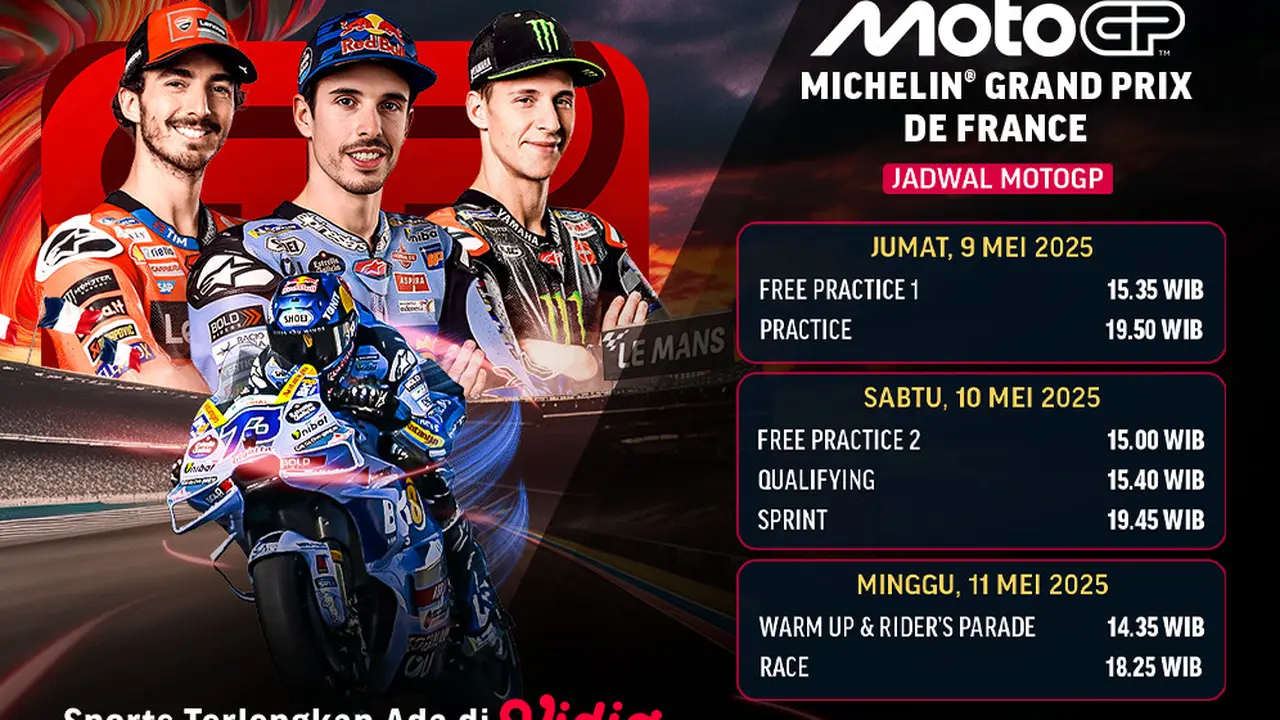 LIVE! Nonton Stream MotoGP 2025 Putaran 6 - Michelin Grand Prix de France di Vidio