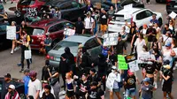 Aksi demonstrasi yang bermula di Los Angeles kini mencapai San Francisco, memicu kerusuhan dan penangkapan massal. (Michael Ciaglo/Getty Images North America/Getty Images via AFP)