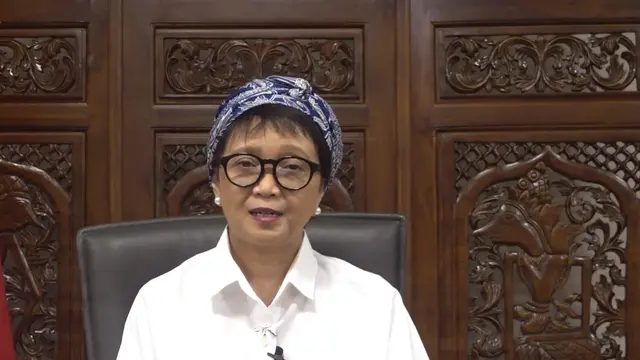 Tangkapan layar Menteri Luar Negeri Menteri Republik Indonesia Retno Marsudi saat memberikan keterangan pada Senin (24/4/2023).