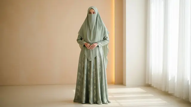 Model Gamis Brokat Klasik dengan Potongan Modern Minimalis
