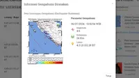 Gempa hari ini, Sabtu (6/7/2024) di Indonesia pertama menggetarkan dini hari tadi pukul 01:51:54 WIB di wilayah Seluma, Provinsi Bengkulu. (www.bmkg.go.id)