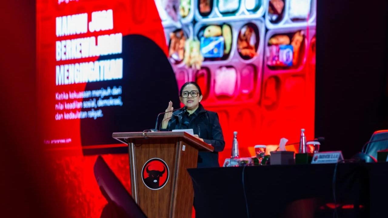Ketua DPP Bidang Politik PDI Perjuangan Puan Maharani di Rakernas PDIP