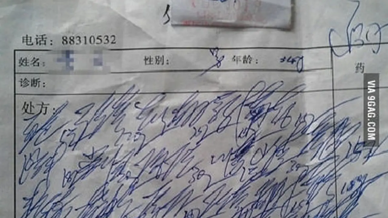 Tulisan Dokter China di Resep, Bikin Pasien Kejang-kejang