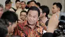 Menteri Perdagangan (Mendag) Rachmat Gobel memastikan bahwa harga beras menjelang Natal dan tahun baru 2015 hanya naik tipis, Jakarta, Senin (15/12/2014). (Liputan6.com/Faizal Fanani)
