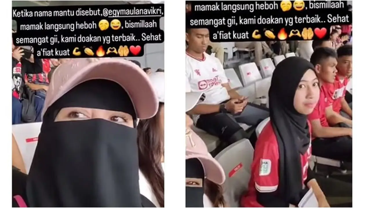 7 Potret Umi Pipik dan Adiba Khanza Dukung Egy Maulana Vikri, Curi Perhatian