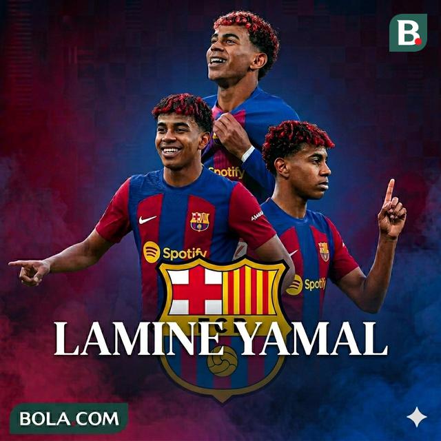 Ilustrasi Lamine Yamal di Barcelona. (Bola.com/AFP/Gemini)