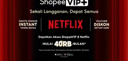 Kolaborasi Shopee dan Netflix menghadirkan pengalaman baru bagi pengguna di Indonesia, Thailand, dan Filipina melalui paket ShopeeVIP+ yang lebih lengkap. (Foto/Dok: Shopee)