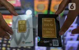 Harga emas Antam hari ini naik Rp 17 ribu dibandingkan dengan harga dalam perdagangan Senin pekan lalu, yakni Rp 1.333.000 per gram. (Liputan6.com/Angga Yuniar)