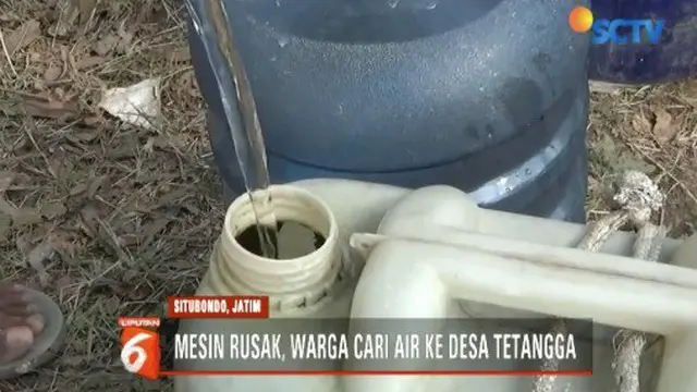 Satu pekan pompa air rusak, warga di Situbondo, Jawa Timur, kesulitan mendapatkan air bersih.