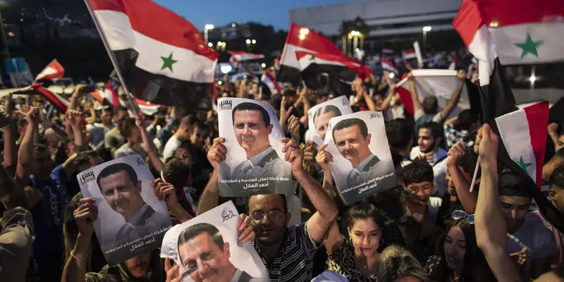 Sorak-sorai Kegembiraan Pendukung Bashar Al-Assad