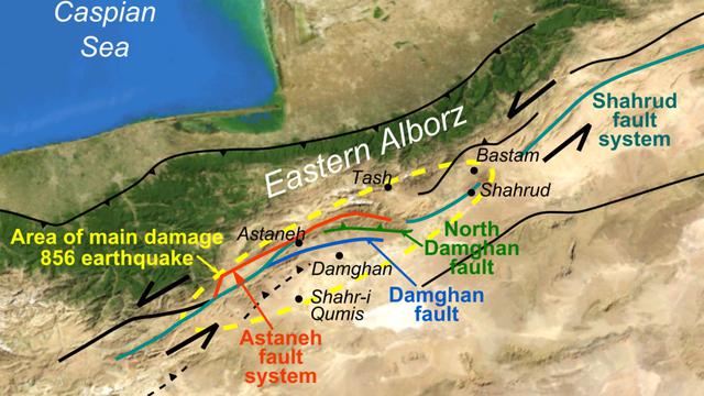 Area gempa Damghan, Iran, 22 Desember 856