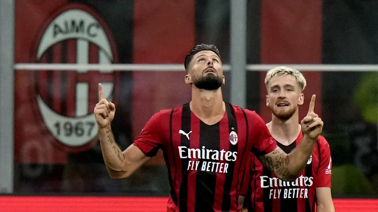 Foto: Olivier Giroud Cetak Brace, AC Milan Menang Telak atas Cagliari pada Giornata Kedua Liga Italia 2021/2022