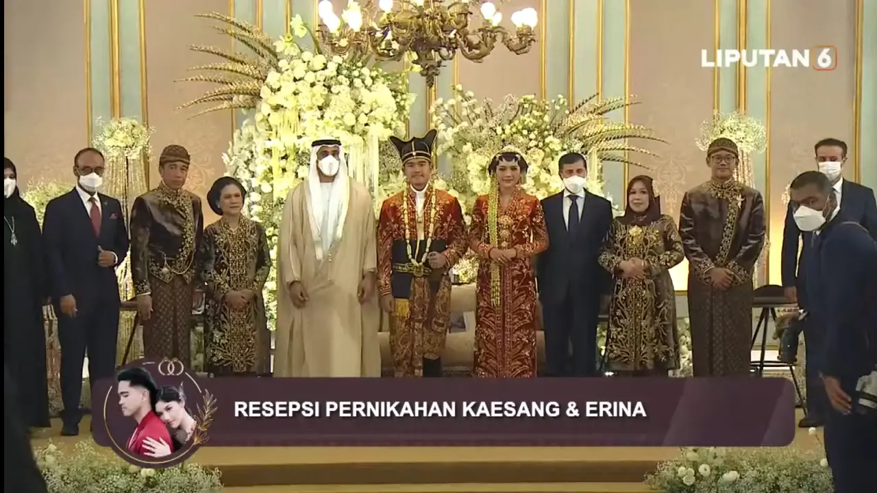 Khalid bin Mohamed bin Zayed Al Nahyan, menghadiri resepsi atau syukuran pernikahan putra bungsu Jokowi, Kaesang Pangarep, dengan Erina Gudono.