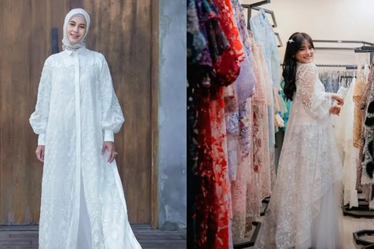Inspirasi gamis lebaran dari artis indonesia (credit: instagram/paula_verhoeven/fuji_an)