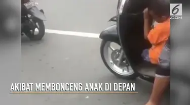 Rekaman anak terjatuh karena mengantuk beredar, gara-garanya orangtua lengah saat membonceng anaknya di depan.