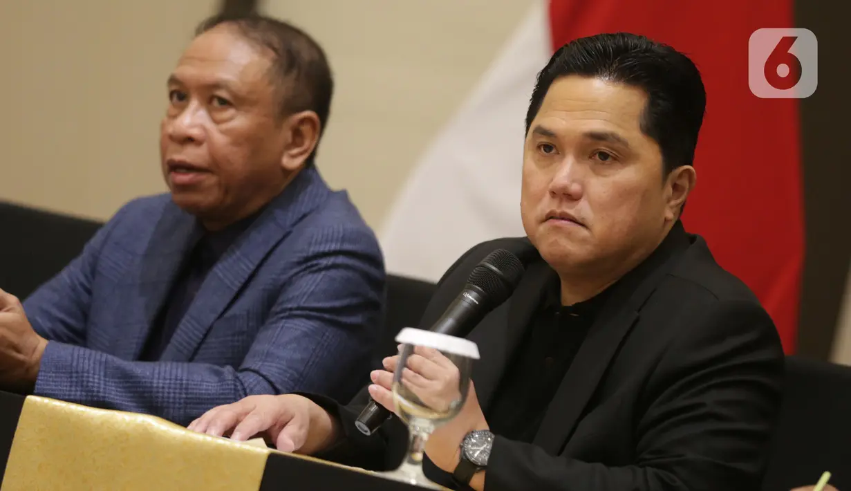 Selain itu, menurut Erick Thohir PSSI juga telah memiliki program yang sangat konsisten untuk membangun timnas Indonesia. (Liputan6.com/Helmi Fithriansyah)
