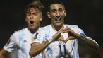Argentina sukses mencuri poin dari markas Uruguay lewat gol tunggal Angel Di Maria. Hasil tersebut membuat Albiceleste tetap berada di urutan kedua klasemen di bawah Brasil, dengan raihan 28 poin. (AFP/Pool/Ernesto Ryan)