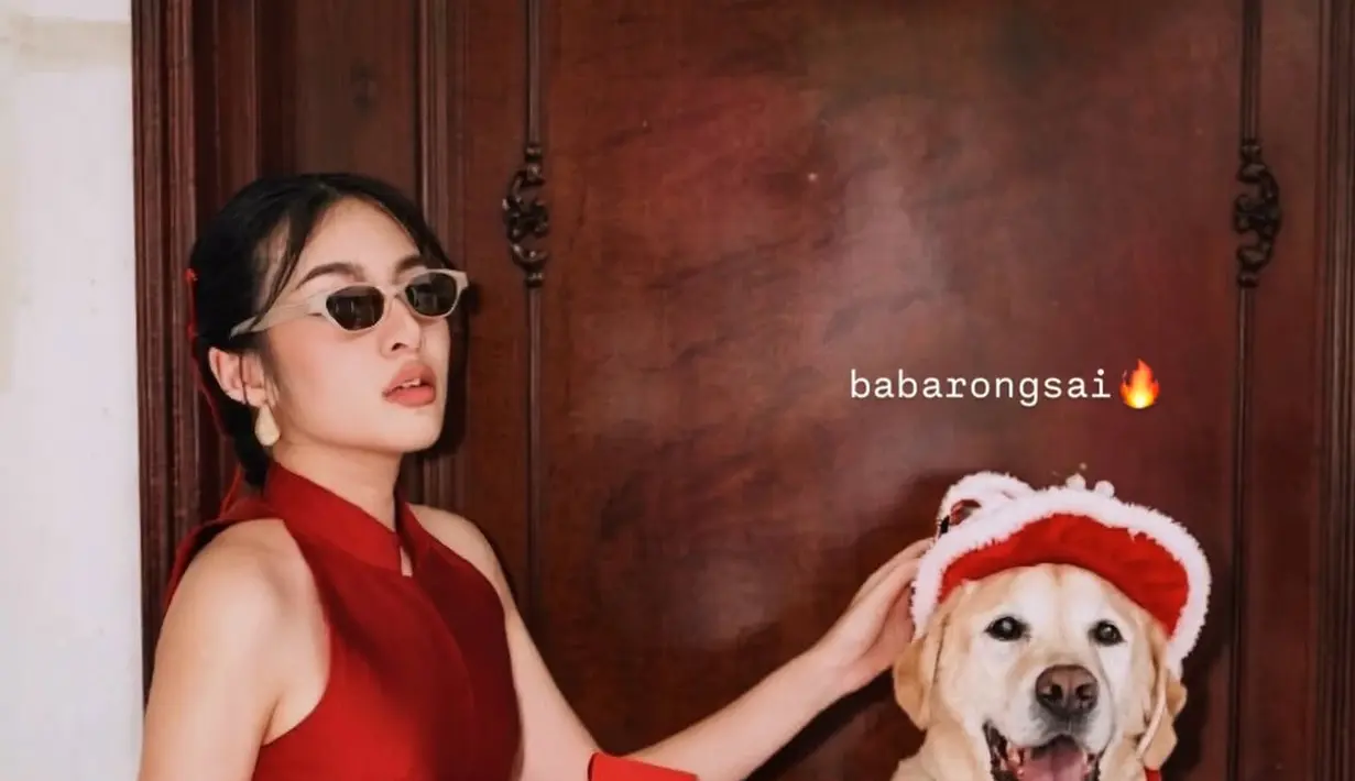 Di tengah potret keluarga yang elegan, ada Butter menjadi Babarongsai dengan baju barongsai [@tiffanysoetanto]