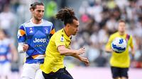 Juventus harus puas bermain imbang 1-1 kontra Torino pada laga pekan ke-33 Serie A di Allianz Stadium, Sabtu (16/4/2022) dini hari WIB. (Fabio Ferrari/LaPresse via AP)