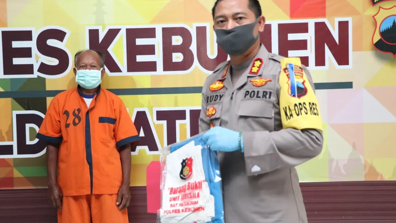 Polres Kebumen merilis kasus pencabulan anak di bawah umur yang dilakukan oleh Kakek usia 66 tahun. (Dok. Polres Kebumen, Galoeh Widura/Liputan6.com)