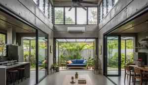 Sentuhan Industrial dengan Plafon Ekspos dan Ventilasi Aktif. Foto: Gemini