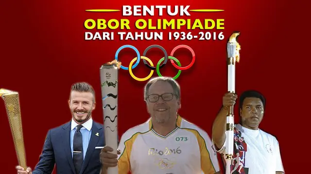 Video Obor Olimpiade dari tahun 1936 hingga 2016, salah satunya obor olimpiade Rio 2016 di Brasil.