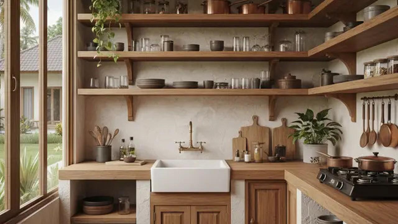 7 Desain Dapur Kecil Ala Tropis dengan Nuansa Kayu untuk Rumah Desa yang Hangat, Natural dan Bikin Betah Masak