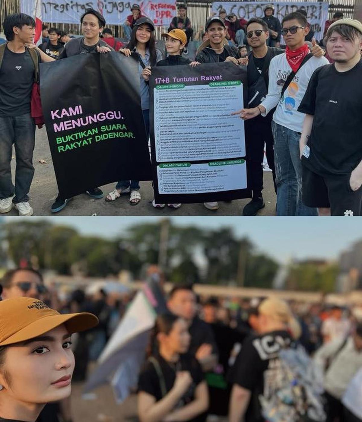6 Potret Debi Sagita Turun ke Jalan Ikut Demo Gaungkan '17+8 Tuntutan Rakyat'