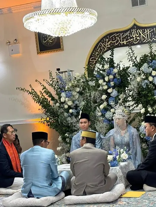 Anneesha Atheera Uno putri Sandiaga menikah dengan Panji Bagas Dwiprakoso di Masjid Al Hikmah New York, Amerika Serikat, Sabtu (23/9/2023), waktu setempat. [Instagram/sandiuno]
