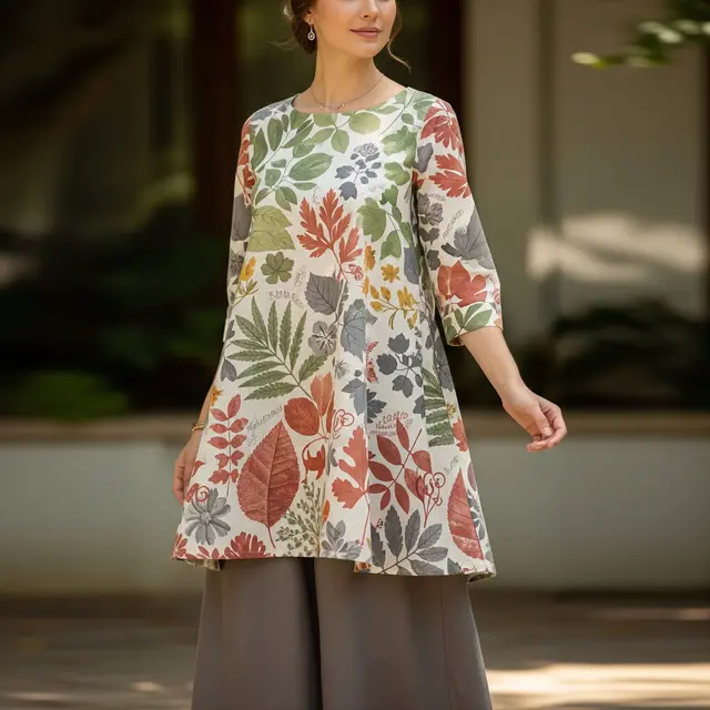 Model Tunik dari Kain Batik Ecoprint
