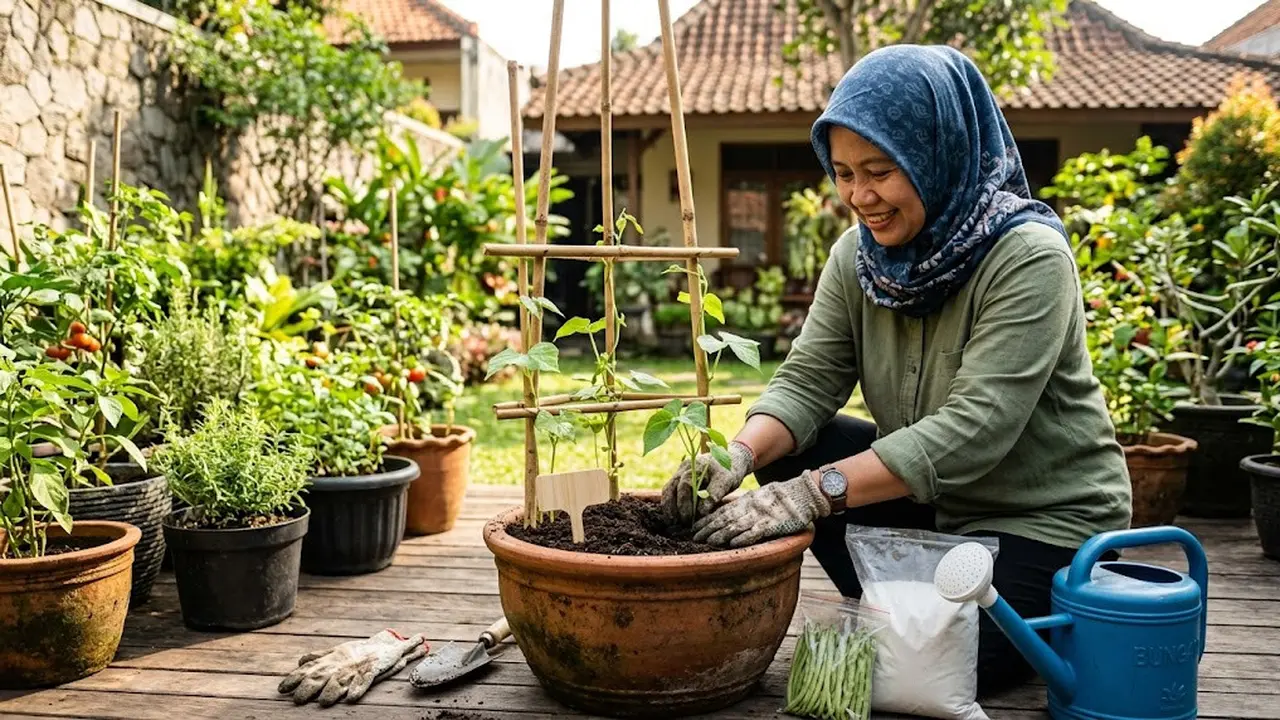 Cara Menanam Buncis di Pot untuk Kebun Rumah/AI Generated