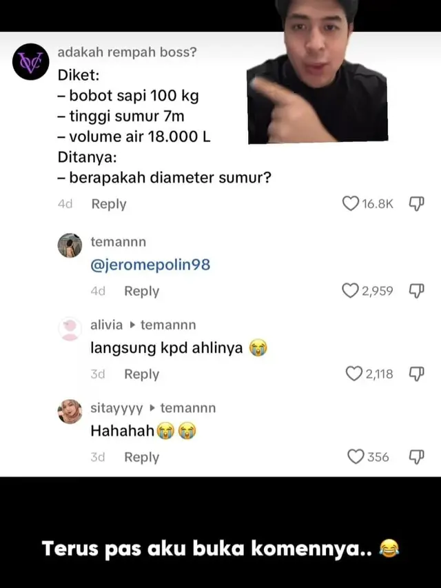 Aksi Jerome Polin hitung diameter sumur tempat jatuhnya sapi (Sumber: Instagram/@jeromepolin)