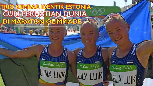 Video aksi trio pelari kembar identik asal Estonia yang turun di nomor maraton puteri mencuri perhatian penonton di Olimpiade Rio 2016.