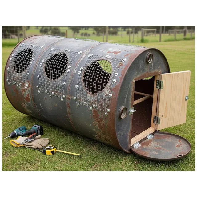 Cara Membuat Kandang Ayam Portable dari Drum Bekas Tanpa Las