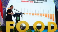 Menteri Pertanian Syahrul Yasin Limpo di Kick Off Food Estate Petani Bela Negeri" Agrosolution di Pamulutan, Ogan Ilir, Sumatera Selatan, Jumat, 28 Mei 2021.