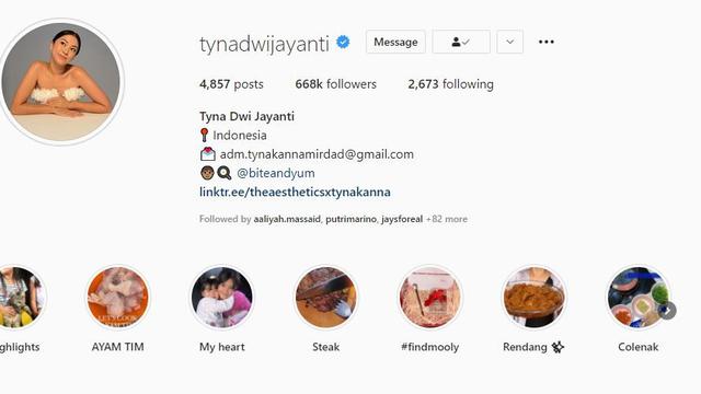 Tyna Kanna (Foto: Instagram/@tynadwijayanti)