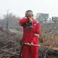 Intan saat bertugas memadamkan api di lahan gambut Kabupaten Pulang Pisau, Kalteng. (Ist)