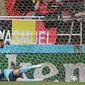 Gelandang Belgia Thorgan Hazard merayakan gol ke gawang Denmark pada laga Grup B Euro 2020, Kamis (17/6/2021) atau Jumat dini hari WIB. (AFP/Jonathan Nackstrand)