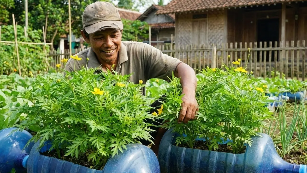 Cara Menanam Kenikir di Galon Bekas