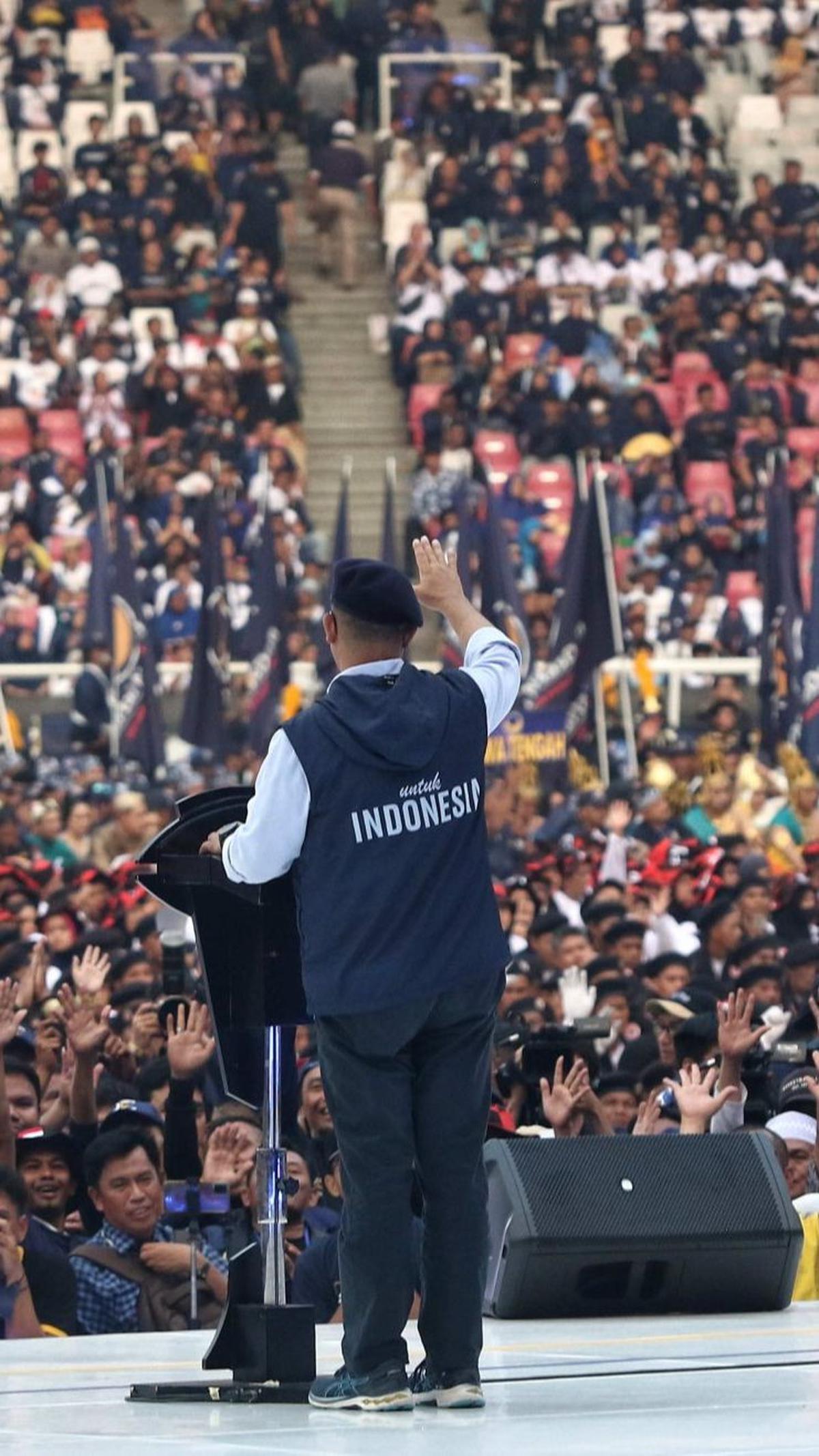 Bakal Calon Presiden dari Koalisi Perubahan untuk Persatuan (KPP) Anies Baswedan menyampaikan seluruh kader Partai NasDem yang datang dari setiap provinsi di Indonesia hadir di GBK menantikan perubahan.