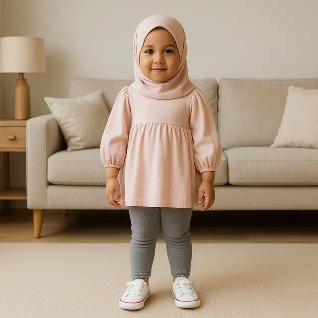 Model Baju Tunik Berlengan Balon & Legging Polos: Imut dan Feminin/via ChatGPT
