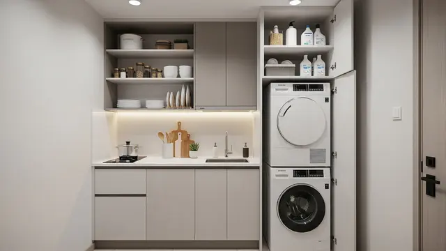 Dapur dan Area Cuci Vertikal Minimalis