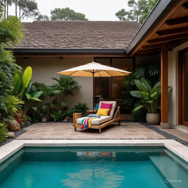 Teras Rumah Ala Tropical di Belakang Rumah yang Lagi Tren 2025