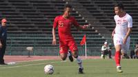 Sani Rizki Fauzi beraksi dalam laga Vietnam versus Timnas Indonesia U-22 di Olympic Stadium, Phnom Penh, Minggu (24/2/2019). (Bola.com/Zulfirdaus Harahap)