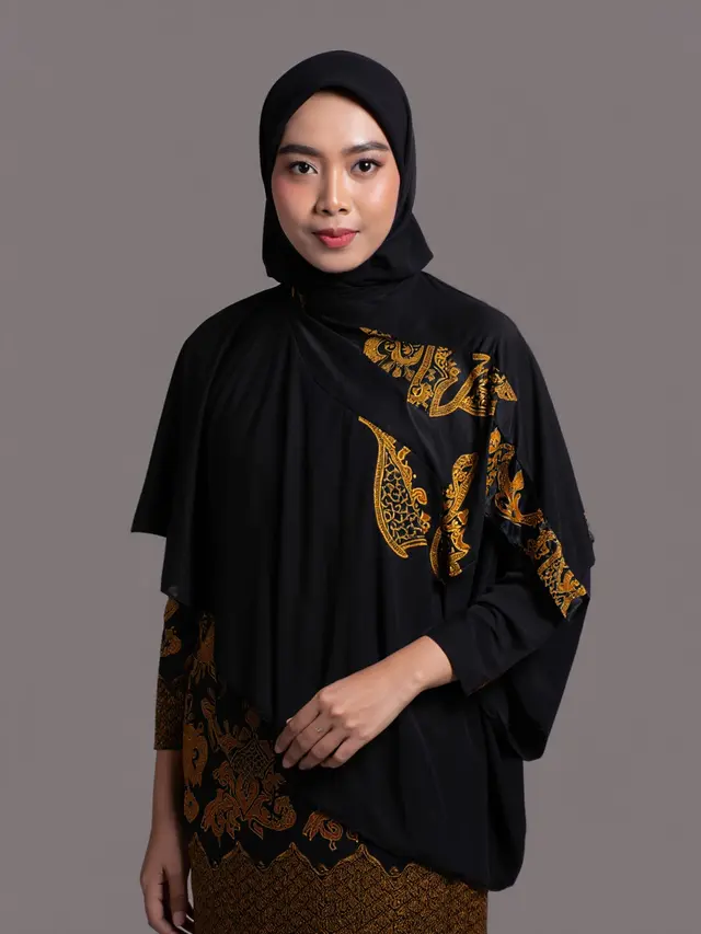 Gamis Draperi Kombinasi Batik Tulis